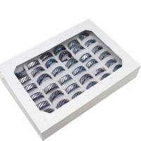 aço inoxidável anel Set, Anel de dedo, unissex, cores misturadas, 8mm, 36PCs/box, vendido por box