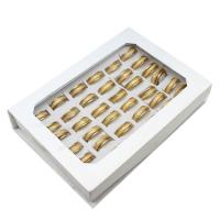 Roestvrij staal ring Set, vinger ring, uniseks, gouden, 8mm, 36pC's/box, Verkocht door box