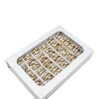 Roestvrij staal ring Set, vinger ring, voor vrouw & met strass, gouden, 6mm, 36pC's/box, Verkocht door box