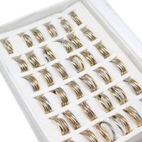 ROSTFRITT STÅL ring Set, finger ring, för kvinna, blandade färger, 2mm, 36PC/Box, Säljs av Box