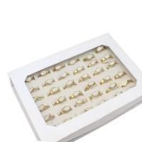 Roestvrij staal ring Set, vinger ring, voor vrouw & met strass, gouden, 4mm, 36pC's/box, Verkocht door box