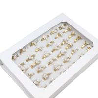 Roestvrij staal ring Set, vinger ring, voor vrouw & met strass, gouden, 4mm, 36pC's/box, Verkocht door box