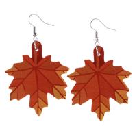 PU Buail Earring, Maple Leaf, priontáil, stíleanna éagsúla do rogha & do bhean, 40x70mm, Díolta De réir Péire