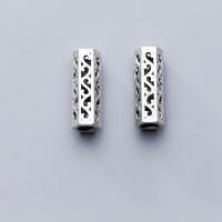 925 Sterling Sølv Lige rør, Tube, hule, sølv, 5x5x15mm, Hole:Ca. 3.1mm, Solgt af PC