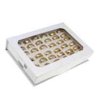 Anel de dedo de aço inoxidável, unissex, dourado, 8mm, 36PCs/box, vendido por box