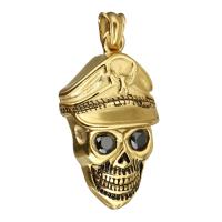 Roestvrij staal Skull Hangers, Schedel, mode sieraden & DIY, gouden, 27*48*11mm, Verkocht door PC