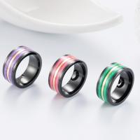 Acier titane bague, Placage, unisexe & normes différentes pour le choix & autocollant époxyde, plus de couleurs à choisir, 10mm, Taille:7-11, Vendu par PC