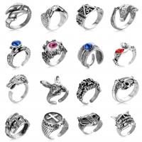 liga de zinco Cuff Ring Finger, Ajustável & Vario tipos a sua escolha & com strass, cor original, 10PCs/Lot, vendido por Lot