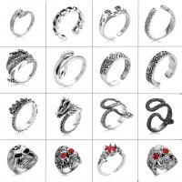 liga de zinco Cuff Ring Finger, Ajustável & Vario tipos a sua escolha & com strass, cor original, 10PCs/Lot, vendido por Lot