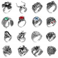 alliage de zinc Cuff Bague, Réglable & styles différents pour le choix & avec strass, couleur originale, 10PC/lot, Vendu par lot