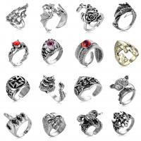 alliage de zinc Cuff Bague, Réglable & styles différents pour le choix & avec strass, couleur originale, 10PC/lot, Vendu par lot