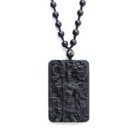 Gemstone Jewelry karoliai, Obsidianas, Reguliuojamas & unisex & įvairių stilių pasirinkimas, juodas, 38x11x58mm, Ilgis Apytiksliai 19.68 Inch, Pardavė PC