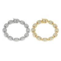 Cilindrata Zircone Bracciale in ottone micro pavimenta, placcato, Micro spianare cubic zirconia & per la donna, nessuno, assenza di nichel,piombo&cadmio, Lunghezza 8.66 pollice, Venduto da PC