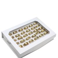 Anel de dedo de aço inoxidável, unissex, dourado, 8mm, 36PCs/box, vendido por box