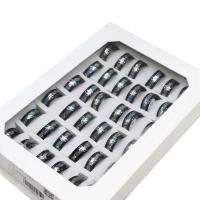 Anel de dedo de aço inoxidável, unissex, cores misturadas, 8mm, 36PCs/box, vendido por box