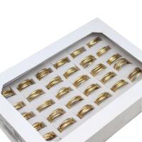 Rustfrit stål fingre Ringe, Stainless Steel, Unisex, gylden, 2mm, 36pc'er/Box, Solgt af Box