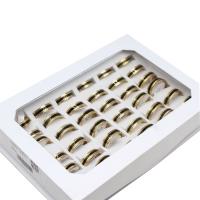 Anel de dedo de aço inoxidável, unissex, cores misturadas, 6mm, 36PCs/box, vendido por box