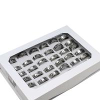 Rustfrit stål fingre Ringe, Stainless Steel, Unisex, sølv, 8mm, 36pc'er/Box, Solgt af Box