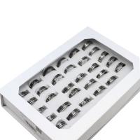 Anel de dedo de aço inoxidável, unissex, prateado, 6mm, 36PCs/box, vendido por box