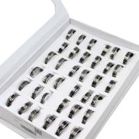 Anel de dedo de aço inoxidável, unissex, prateado, 6mm, 36PCs/box, vendido por box