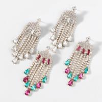 Fashion Fringe Earrings Zinc Alloy fashion jewelry & for woman & with rhinestone Sold By Pair