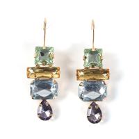 Strass Earring, Zinc Alloy, gold plated, voor vrouw & met strass, 22x67mm, Verkocht door pair