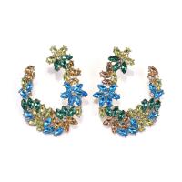 Rhinestone Earring Zinc Alloy gold color plated for woman & with rhinestone Sold By Pair