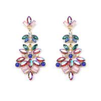 Rhinestone Earring Zinc Alloy gold color plated for woman & with rhinestone Sold By Pair