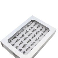 Strasszos Rozsdamentes acél Ujj gyűrű, Stainless Steel, a nő, ezüst, 4mm, 36PC-k/Box, Által értékesített Box