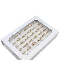 Strasszos Rozsdamentes acél Ujj gyűrű, Stainless Steel, a nő, aranysárga, 4mm, 36PC-k/Box, Által értékesített Box