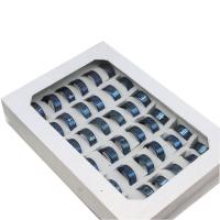 Vinger Ring in edelstaal, Roestvrij staal, uniseks, blauw, 8mm, 36pC's/box, Verkocht door box