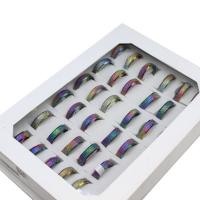 Bague en acier inoxydable, unisexe & mat, multicolore, 6mm, 36PC/boîte, Vendu par boîte