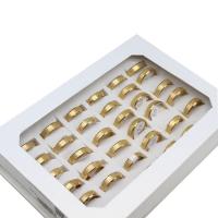 Rustfrit stål fingre Ringe, Stainless Steel, Unisex & mat, gylden, 6mm, 36pc'er/Box, Solgt af Box