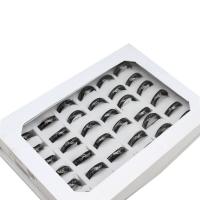 Anel de dedo de aço inoxidável, unissex, preto, 6mm, 36PCs/box, vendido por box