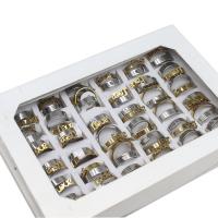 Vinger Ring in edelstaal, Roestvrij staal, uniseks, gemengde kleuren, 10mm, 36pC's/box, Verkocht door box