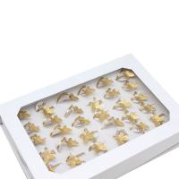 Anel de dedo de aço inoxidável de strass, para mulher & com strass, dourado, 4mm, 36PCs/box, vendido por box