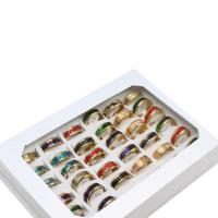 Rostfritt stål Fingerringar, ROSTFRITT STÅL, Unisex, blandade färger, 8mm, 36PC/Box, Säljs av Box