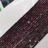 Naturlig granat perler, Garnet, Runde, du kan DIY & facetteret, rød, 3x2mm, Solgt Per 36 cm Strand