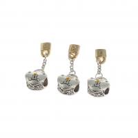 European stile Zinc Alloy pendenti, lega in zinco, Cuore, con strass, colori misti, 14x14x1mm, Venduto da PC