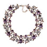 Collier de bijoux en alliage de zinc, avec 2.75 inch chaînes de rallonge, Placage, pour femme & avec strass, plus de couleurs à choisir, Longueur Environ 17 pouce, Vendu par PC