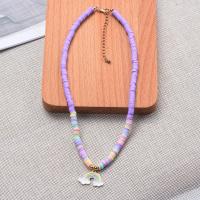 Collier de bijoux en alliage de zinc, argile de polymère, avec alliage de zinc, Arc en ciel, Placage de couleur d'or, pour femme & émail, violet, Longueur Environ 17.71 pouce, Vendu par PC