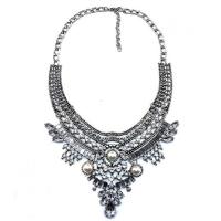 Collier de déclaration de mode, alliage de zinc, avec 2.76 inch chaînes de rallonge, Placage, pour femme & avec strass, plus de couleurs à choisir, Longueur Environ 17 pouce, Vendu par PC