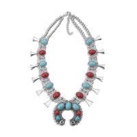 Collar de Turquesa, aleación de zinc, con turquesa, con 2.75 inch extender cadena, chapado, para mujer, multicolor, longitud aproximado 20.47 Inch, Vendido por UD