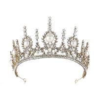 Tiaras, Zink Alloy, med Plast Pearl, Crown, antik brons färg klädd, med strass, 340x80mm, Säljs av PC