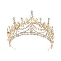 Tiaras, Zink Alloy, med Plast Pearl, Crown, KC guldfärg pläterade, med strass, 320x80mm, Säljs av PC