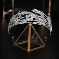 Tiaraer, Zinc Alloy, Crown, sølvfarvet forgyldt, med rhinestone, 335x60mm, Solgt af PC