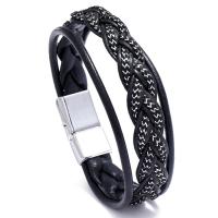 PU leder koord armbanden, met Zinc Alloy, handgemaakt & uniseks, meer kleuren voor de keuze, 17-18cm,6cm, Lengte 8.07 inch, Verkocht door PC