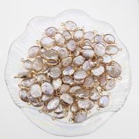 Freshwater Pearl Vedhæng, Ferskvandsperle, med Messing, Flad Oval, blandede farver, 10-11mm, 10pc'er/Bag, Solgt af Bag