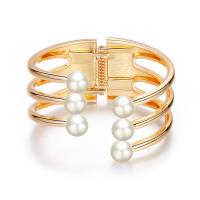 Cuff Bangle, med Plastic Pearl, mode smykker & for kvinde, gylden, Solgt af PC