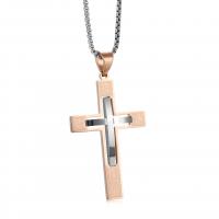 Roestvrij staal Cross Hangers, Oversteken, plated, mode sieraden, meer kleuren voor de keuze, 37x60mm, Verkocht door PC